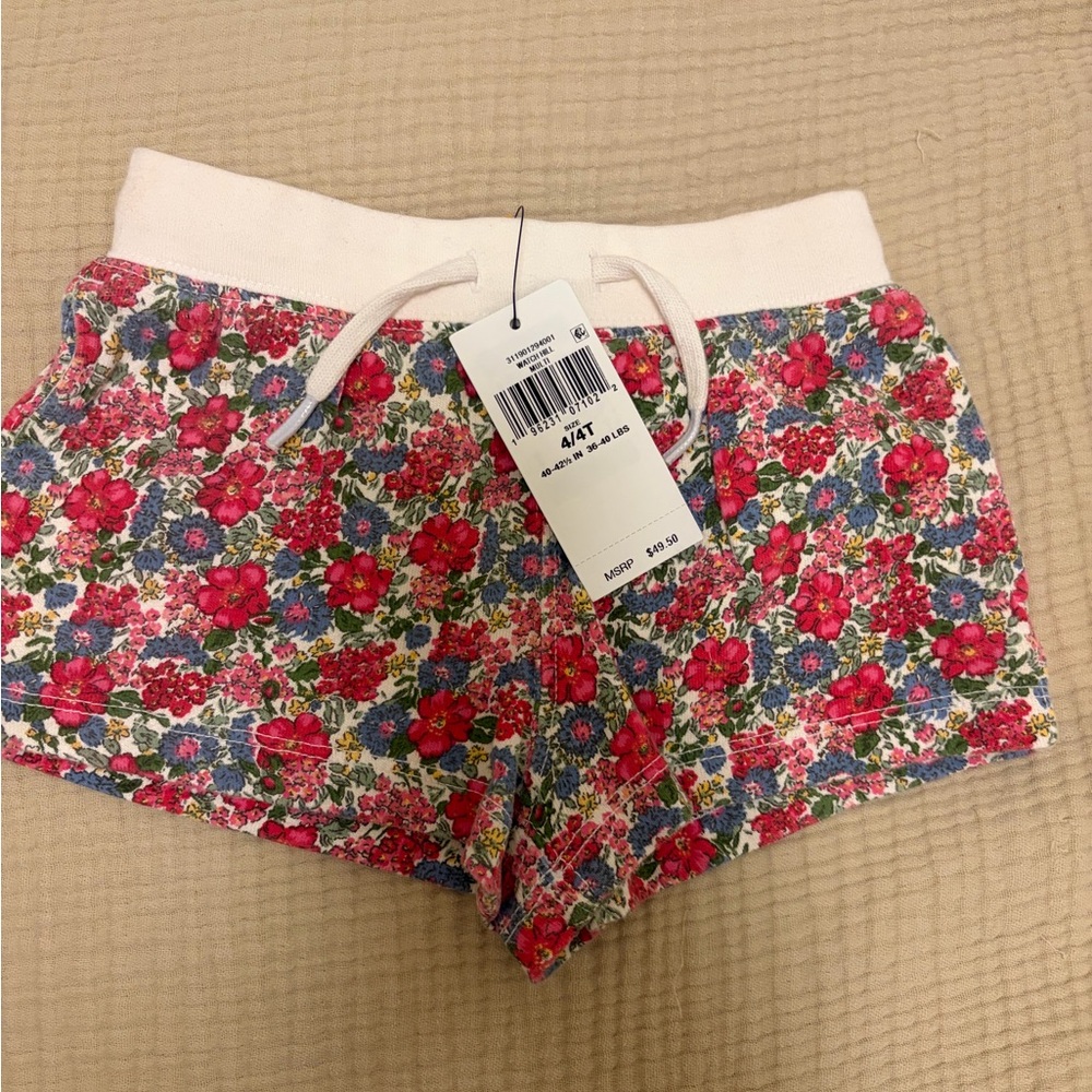 NWT Polo Ralph Lauren 4/4T - Floral Spa Terry Shorts with Drawstring